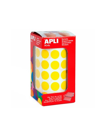 Gomets autoadhesivos circulares 15 mm amarillo en rollo con 2832 unidades