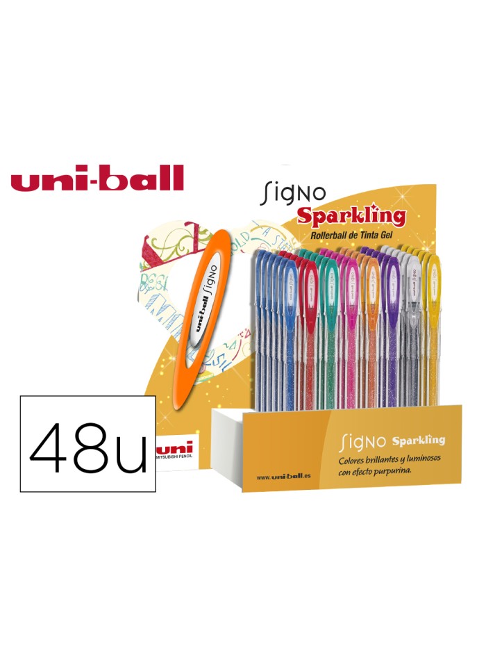 Boligrafo uni ball um-120 signo 0,7 mm tinta gel expositor de 48 colores con purpurina Boligrafo uni ball um-120 signo 0,7 mm tinta gel expositor de 48 colores con purpurina
