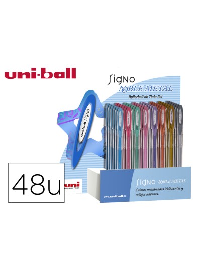 Boligrafo uni ball um-120 signo 0,7 mm tinta gel expositor de 48 colores metalizados