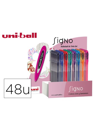 Boligrafo uni ball um-120 signo 0,7 mm tinta gel expositor de 48 colores basicos