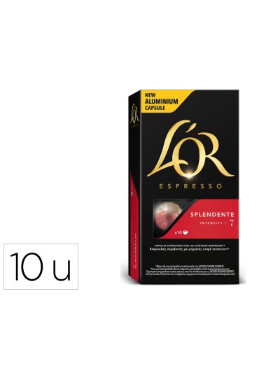 Cafe l'or espresso splendente fuerza 7 caja de 10 unidades compatible con nespresso