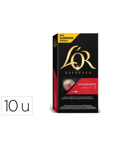 Cafe l'or espresso splendente fuerza 7 caja de 10 unidades compatible con nespresso
