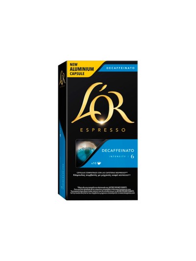 Cafe l'or espresso decaffeinato fuerza 6 caja de 10 unidades compatible con nespresso