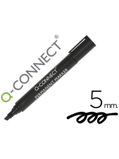 Rotulador q-connect marcador permanente negro punta biselada 5 mm
