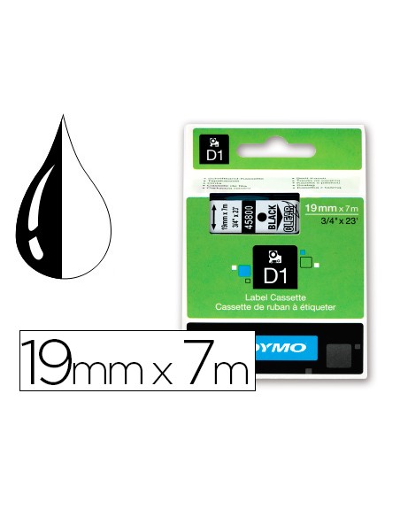 Cinta dymo negro transparente 19mm x 7 mt d1