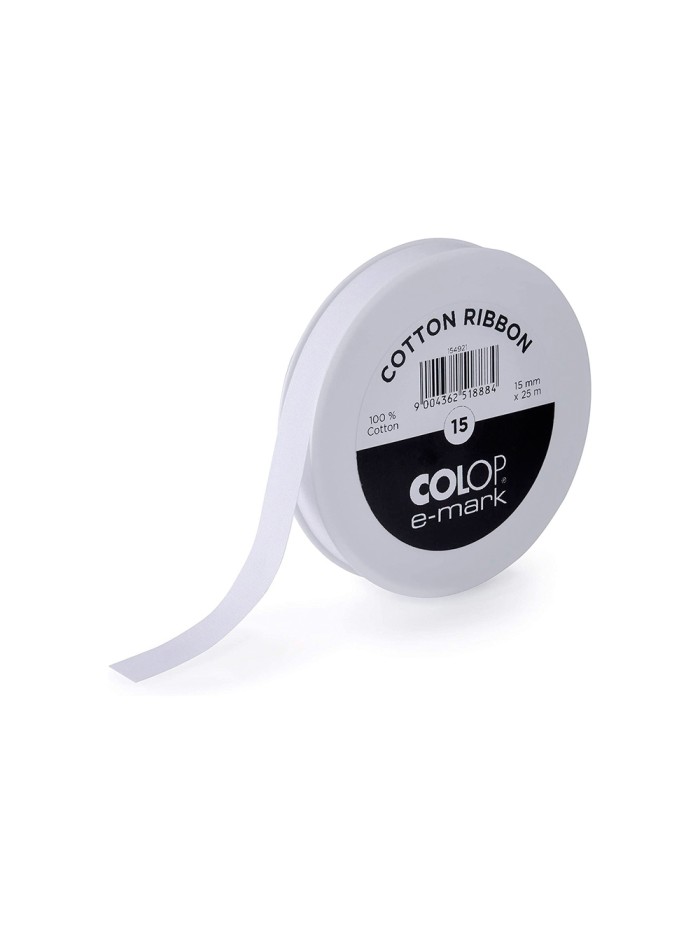 Cinta algodon colop ancho 15 mm para impresora e-mark rollo de 25 mt Cinta algodon colop ancho 15 mm para impresora e-mark rollo de 25 mt