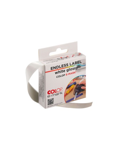 Cinta adhesiva colop polipropileno blanco brillo para impresora e-mark