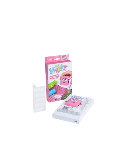 Sello marcador de ropa marky infantil rosa incluye tinta kit de etiquetas y cinta termoadhesiva