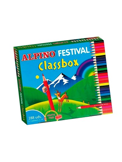 Lapices de colores alpino festival classbox caja de 288 unidades 12 colores surtidos
