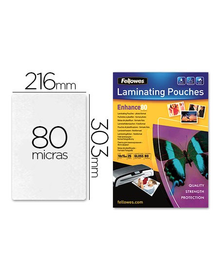 Bolsa de plastificar fellowes brillo din a4 80 mc pack 25 unidades