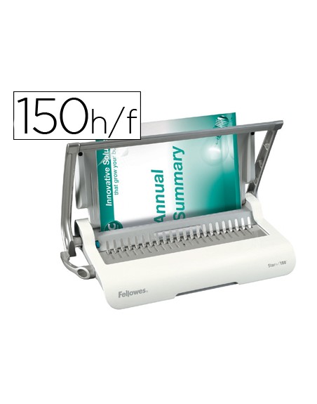 Encuadernadora para canutillo fellowes star+150 perfora 15 hojas tamaño din a4 encuaderna hasta 150 hojas