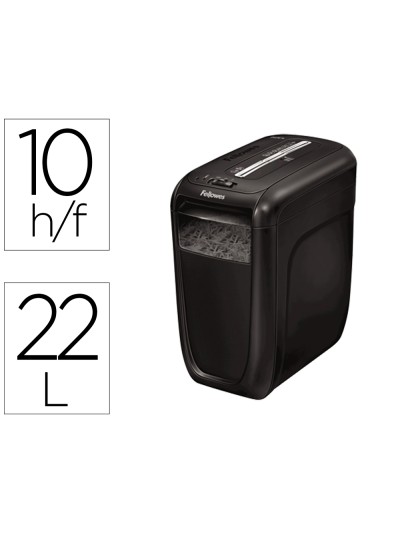 Destructora de documentos fellowes 60 cs capacidad de corte 10 hojas destruye clips grapas y tarjetas