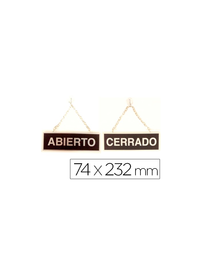 Letrero metalico serigrafiado abierto y cerrado con cadena y ventosa para colgar de 74x232 mm Letrero metalico serigrafiado abierto y cerrado con cadena y ventosa para colgar de 74x232 mm