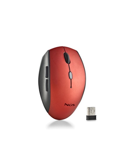Raton ngs bee 800/1200/1600 dpi inalambrico 5 botones receptor usb-a 2,4 ghz color rojo