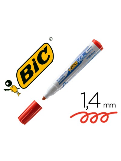 Rotulador bic velleda para pizarra rojo punta redonda 1,3 mm