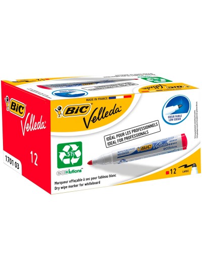 Rotulador bic velleda para pizarra rojo punta redonda 1,3 mm