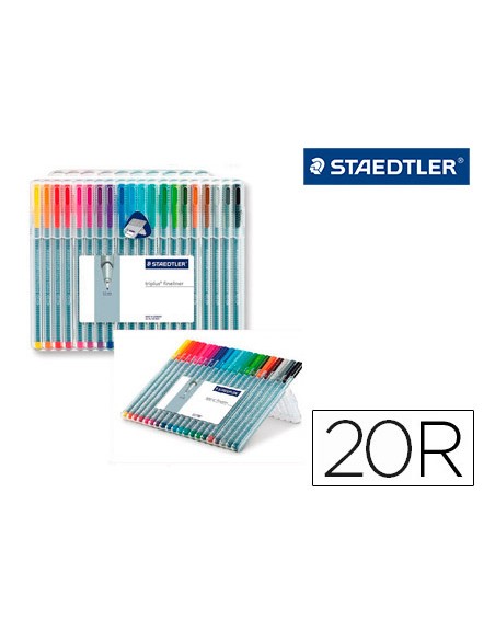 Rotulador staedtler triplus fineliner 334 estuche de 20 unidades colores surtidos