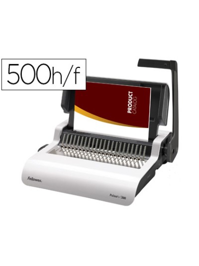 Encuadernadora manual para canutillo fellowes pulsar+300 perfora 20 hojas tamaño din a4encuaderna hasta 300 hojas