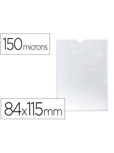 Funda portadocumento q-connect din a7 150 micras pvc transparente con uñero 84x115 mm