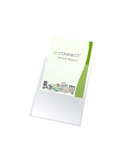 Funda portadocumento q-connect din a7 150 micras pvc transparente con uñero 84x115 mm