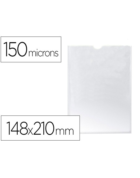 Funda portadocumento q-connect din a5 150 micras pvc transparente con uñero 148x210 mm