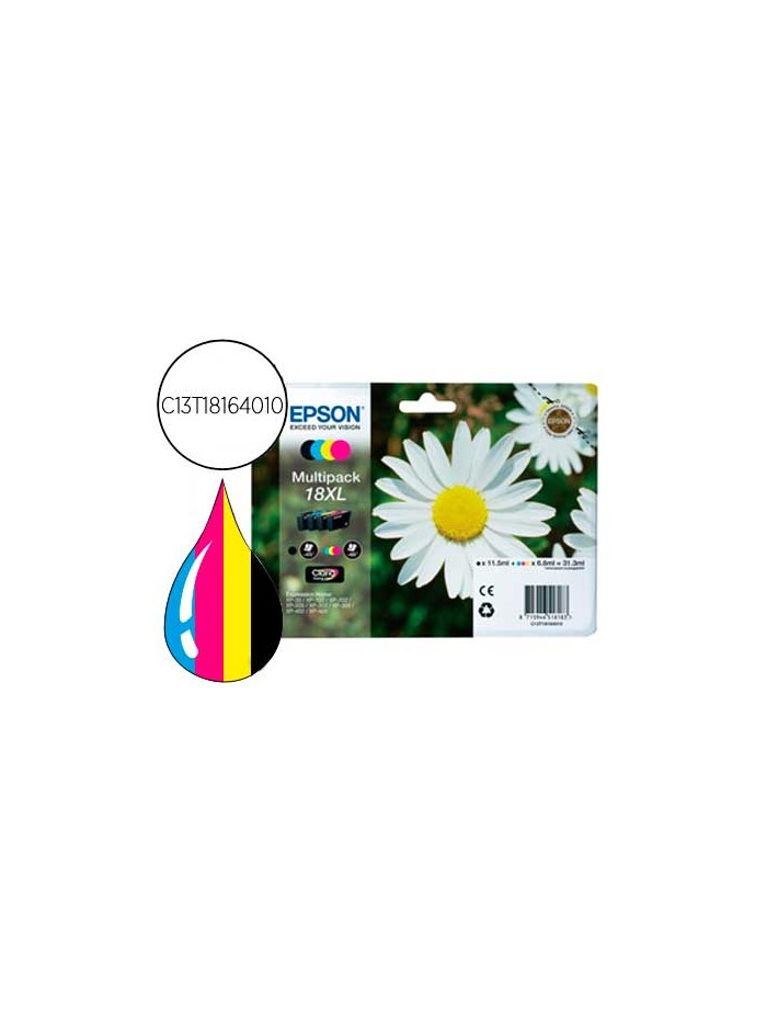 Ink-jet epson multipack t18xl negro amarillo cian y magenta xp-102 xp-205 xp-305 xp-405 capacidad 470 pag Ink-jet epson multipack t18xl negro amarillo cian y magenta xp-102 xp-205 xp-305 xp-405 capacidad 470 pag