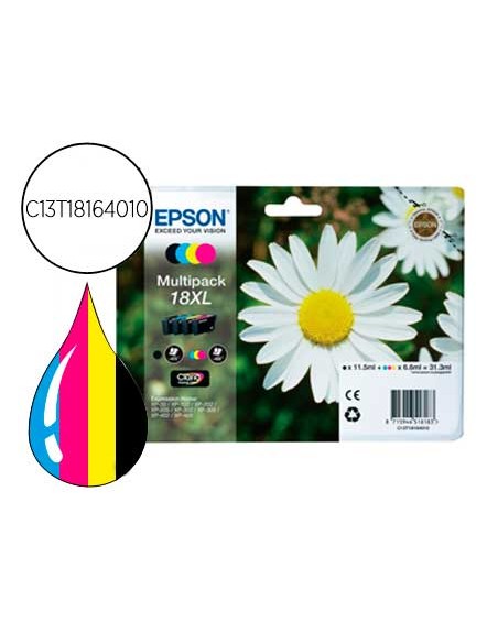 Ink-jet epson multipack t18xl negro amarillo cian y magenta xp-102 xp-205 xp-305 xp-405 capacidad 470 pag