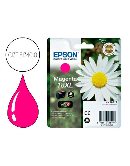 Ink-jet epson t18xl magenta expression home xp-102 xp-205 xp-305 xp-405 capacidad 470 pag