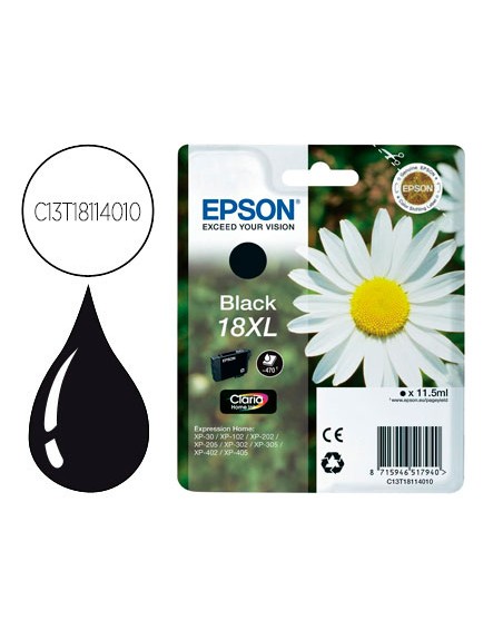Ink-jet epson t18xl negro expression home xp-102 xp-205 xp-305 xp-405 capacidad 470 pag