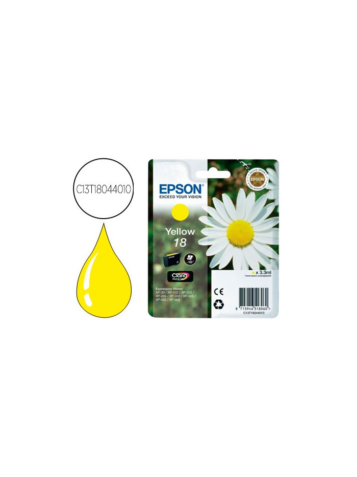 Ink-jet epson t18 amarillo expression home xp-102 xp-205 xp-305 xp-405 capaciidad 180 pag Ink-jet epson t18 amarillo expression home xp-102 xp-205 xp-305 xp-405 capaciidad 180 pag