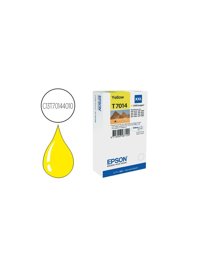 Ink-jet epson stylus t7014 amarillo xl wp-4000 4500 capacidad 3400 pag Ink-jet epson stylus t7014 amarillo xl wp-4000 4500 capacidad 3400 pag