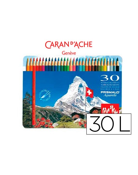 Lapices de colores caran d'ache acuarelables caja metalica de 30 colores surtidos