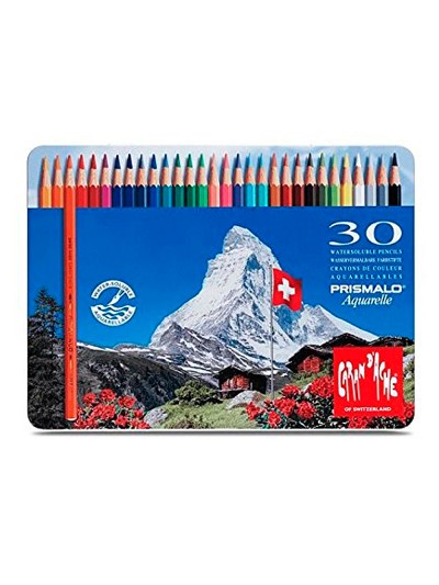 Lapices de colores caran d'ache acuarelables caja metalica de 30 colores surtidos