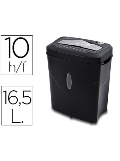 Destructora de documentos q-connect kf17974 capacidad de corte 10 h destruye grapas clips y tarjetas papelera 16,5