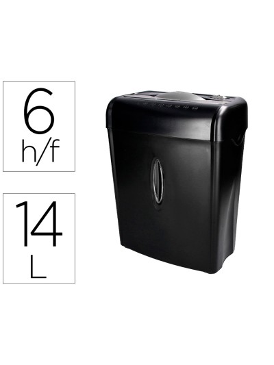Destructora de documentos q-connect kf17970 capacidad de corte 6 h destruye grapas clips y tarjetas papelera 14l