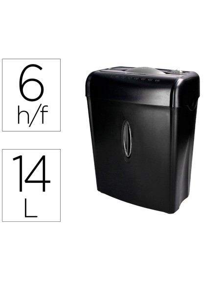 Destructora de documentos q-connect kf17970 capacidad de corte 6 h destruye grapas clips y tarjetas papelera 14l