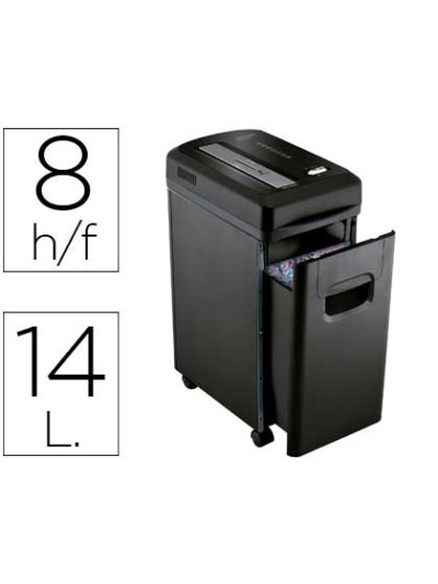Destructora de documentos q-connect kf15547 capacidad de corte 8 h destruye grapas clips y tarjetas papelera 15l