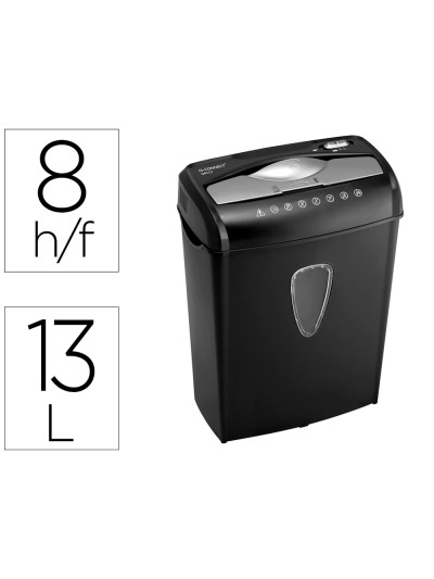 Destructora de documentos q-connect kf17972 capacidad de corte 8 h destruye grapas clips cd y tarjetas 13 litros