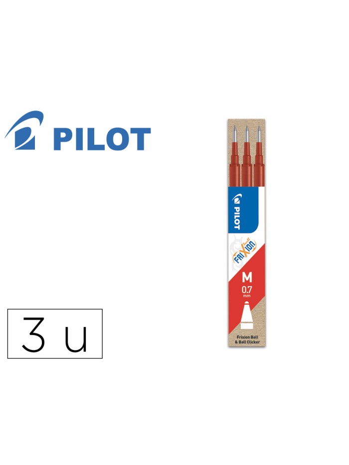 Recambio boligrafo pilot frixion ball rojo caja de 3 unidades Recambio boligrafo pilot frixion ball rojo caja de 3 unidades
