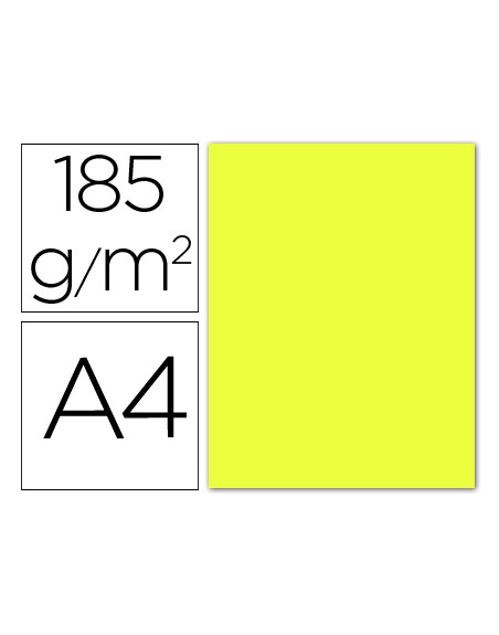 Cartulina guarro din a4 amarillo limon 185 gr paquete 50 hojas