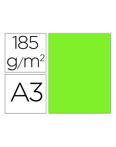 Cartulina guarro din a3 verde fluorescente 250 gr paquete 50 hojas