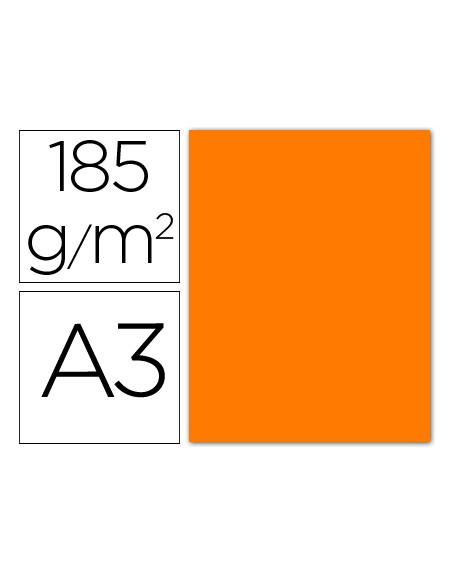 Cartulina guarro din a3 naranja fluorescente 250 grs paquete 50 hojas