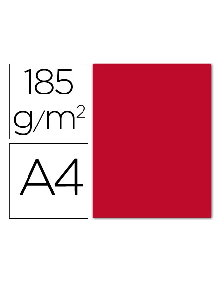 Cartulina guarro din a4 rojo 185 gr paquete 50 hojas