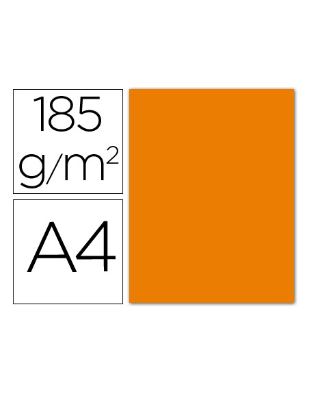 Cartulina guarro din a4 naranja 185 gr paquete 50 hojas
