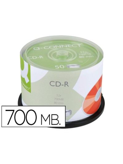 Cd-r q-connect capacidad 700mb duracion 80min velocidad 52x bote de 50 unidades