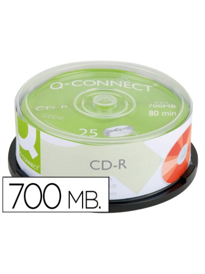 Cd-r q-connect capacidad 700mb duracion 80min velocidad 52x bote de 25 unidades
