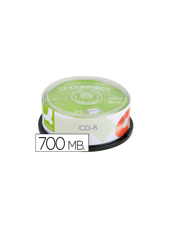 Cd-r q-connect capacidad 700mb duracion 80min velocidad 52x bote de 25 unidades Cd-r q-connect capacidad 700mb duracion 80min velocidad 52x bote de 25 unidades