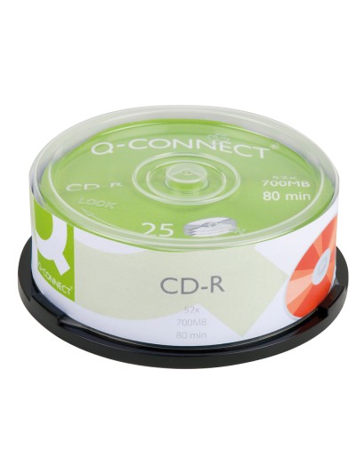 Cd-r q-connect capacidad 700mb duracion 80min velocidad 52x bote de 25 unidades