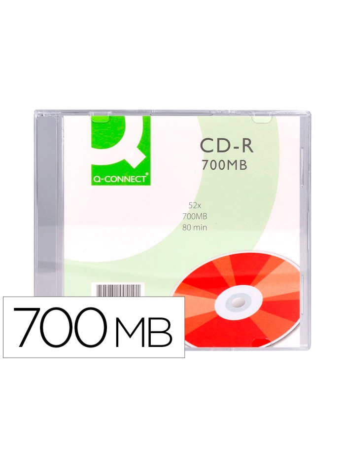 Cd-r q-connect capacidad 700mb duracion 80min velocidad 52x caja slim Cd-r q-connect capacidad 700mb duracion 80min velocidad 52x caja slim