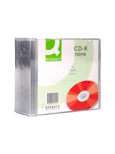 Cd-r q-connect capacidad 700mb duracion 80min velocidad 52x caja slim